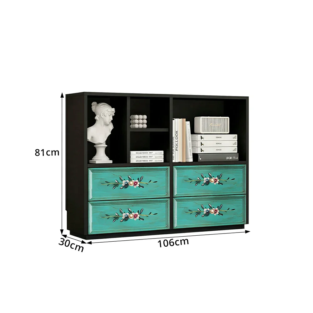 LUXORA Modular Storage Cabinet 4 Drawer Hand-Painted Organizer for Living Room Bedroom - Black - Image 7
