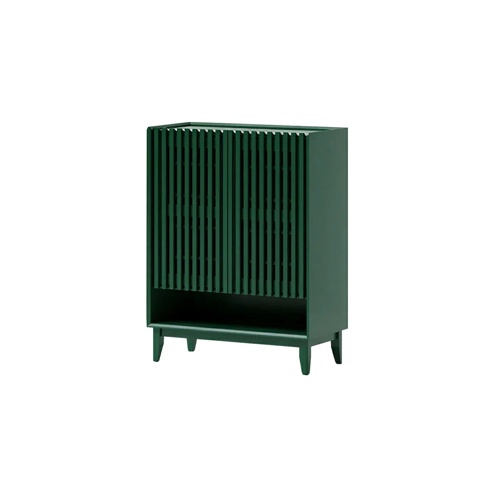 LUXORA Slatted Door Shoe Cabinet Solid Wood Adjustable Storage for Entryway Hallway & Bedroom - Green