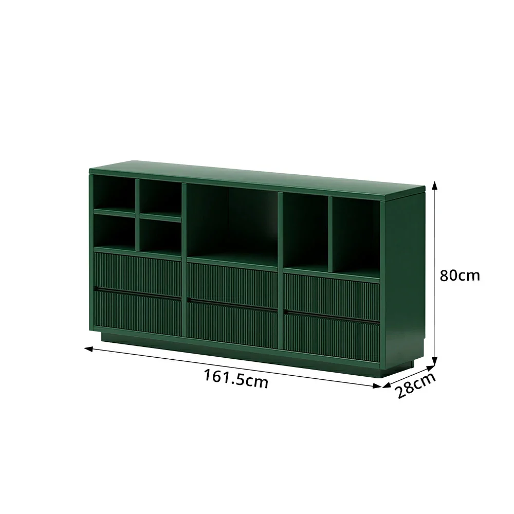 LUXORA Solid Wood Combination Cabinet FAS Rubber Wood Multi Zone Storage for Living Room Kids Room & Study - Green - Image 8