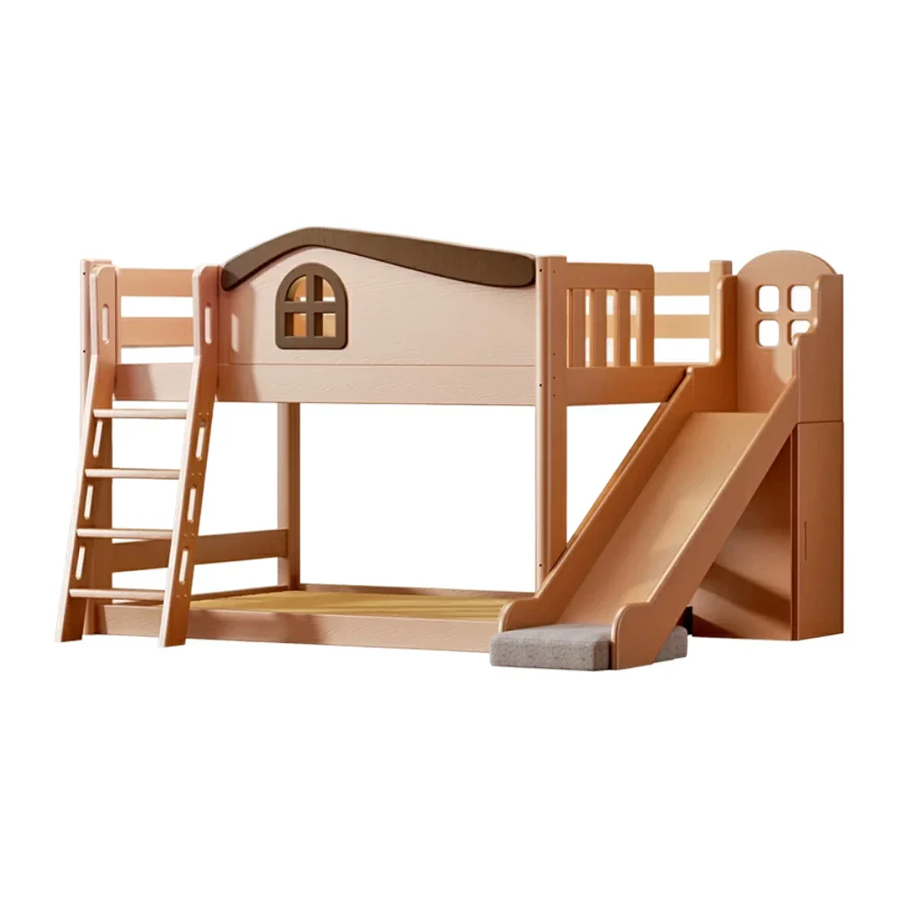 LUXORA 120/135/150cm Kids Slide & Ladder Bed - Multi-Function Storage System, Solid Wood Frame, Stair Drawer Storage Design - Wood