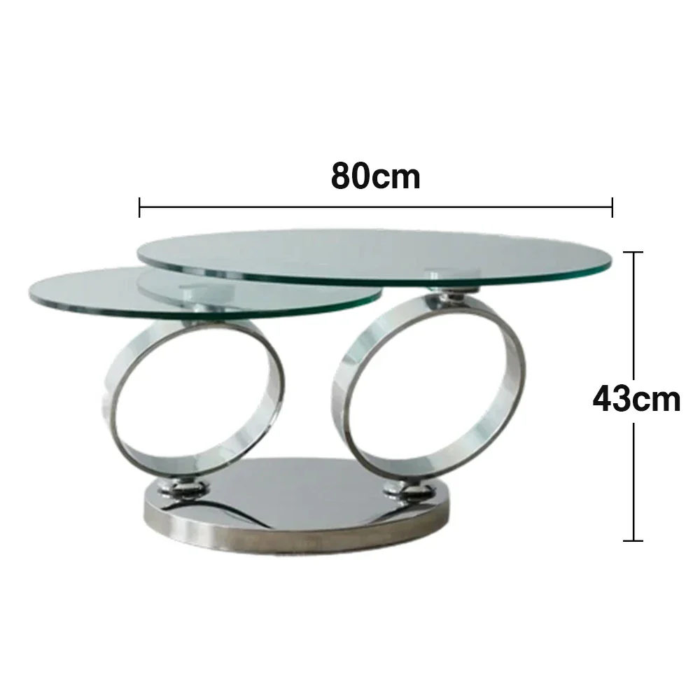 LUXORA Rotating Coffee Table Multi-Layer Design Tempered Glass Mirror-Finished Stainless Steel Frame Artistic Flair - Image 5