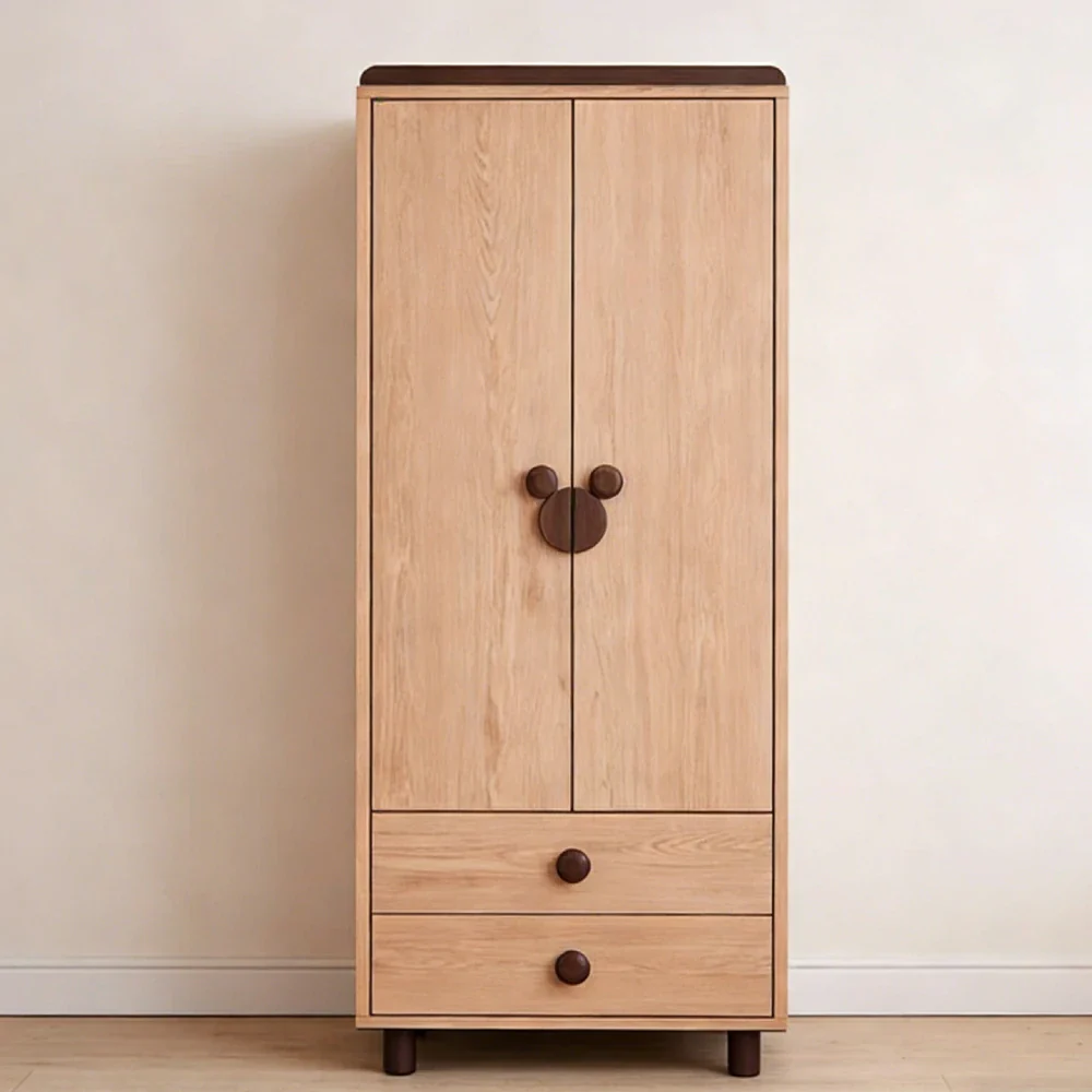 LUXORA 80/100cm Solid Wood Wardrobe - Dual Storage Design with Reinforced Hanging Rail, Top Cabinet & Child-Friendly Details - Image 2