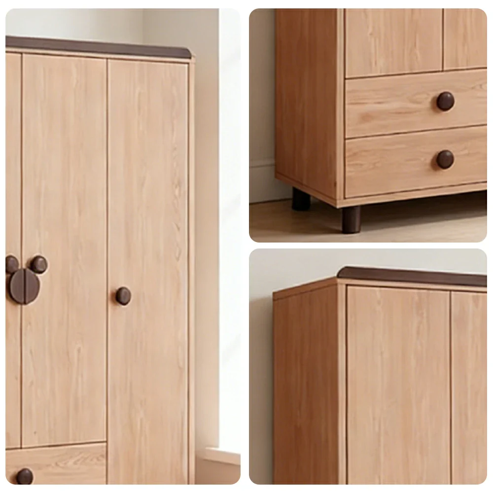 LUXORA 200cm Solid Wood Wardrobe - Dual Storage Design with Reinforced Hanging Rail, Top Cabinet & Child-Friendly Details - Image 3
