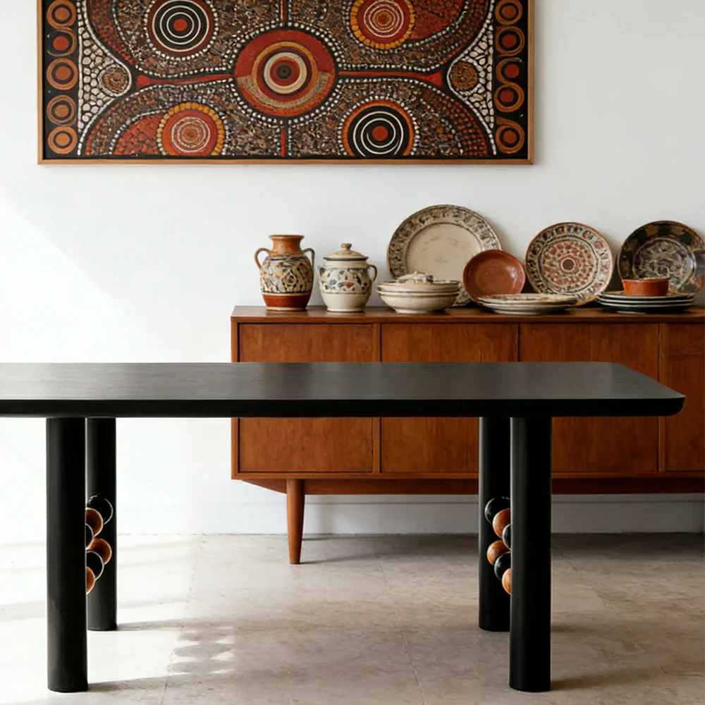 LUXORA 140/160cm Creative Rectangular Dining Table - Industrial Modern Design, Sculptural Leg Structure, Designer Table for Dining & Studio Spaces - Black - Image 4