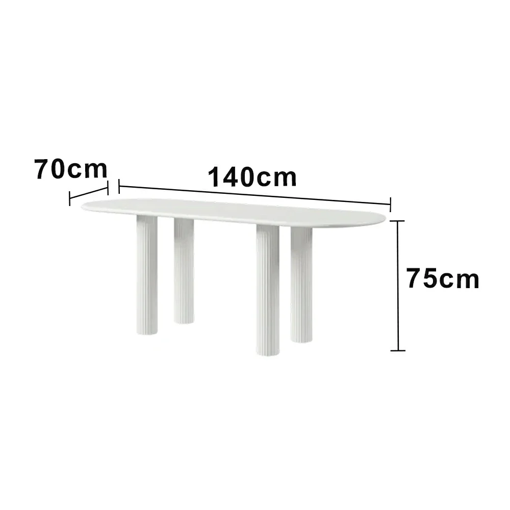 LUXORA 140/160cm French Solid Wood Long Table - Cream Minimalist Design, Rounded Edges, Stable Pedestal Legs for Dining & Living Spaces - Beige - Image 5