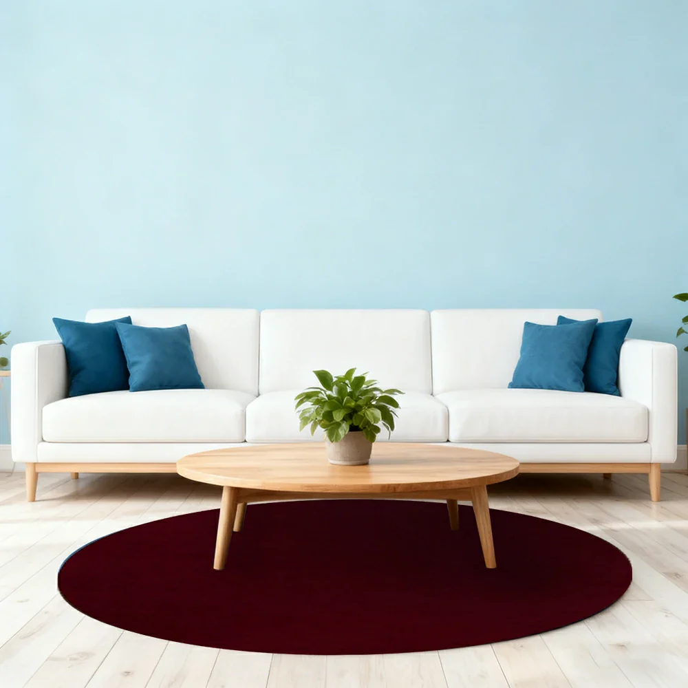 LUXORA 200/250cm Round Floor Rugs Handwoven Soft Rebound Traditional Weave Timeless Design Multi Space Use - Melno Wine - Image 4