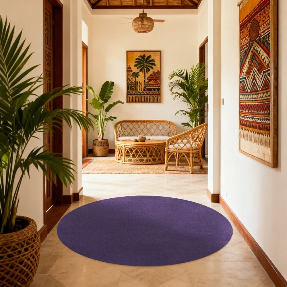 LUXORA 200/250cm Round Floor Rugs Handwoven Soft Rebound Traditional Weave Timeless Design Multi Space Use - Purple - Image 2