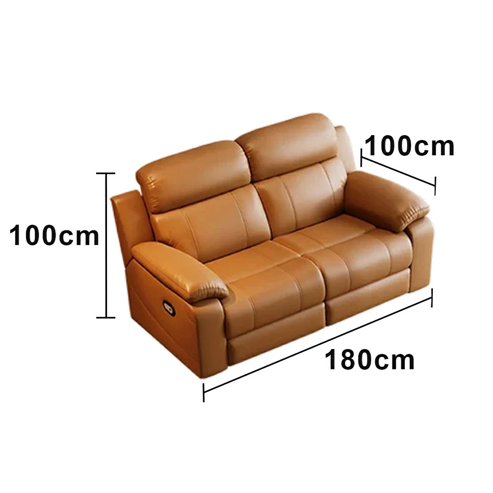 LUXORA 160/180cm 2-Seater Electric Recliner Sofa Wide-Angle Adjustment Premium Imported Leather 7D Fibre Comfort Support - Brown - Image 6