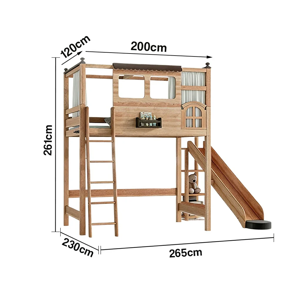 LUXORA 120/135/150cm Kids Slide Bed with Straight Ladder - Safe Play & Sleep Design, Solid Wood Frame, Space-Saving Side Ladder Layout - Image 6