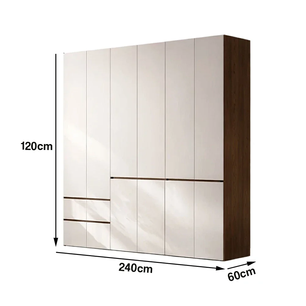 LUXORA 220/240cm Solid Wood Wardrobe Cabinet - Full Height Storage with Hanging Space & Drawers, Durable Thick Wood Design - Image 6