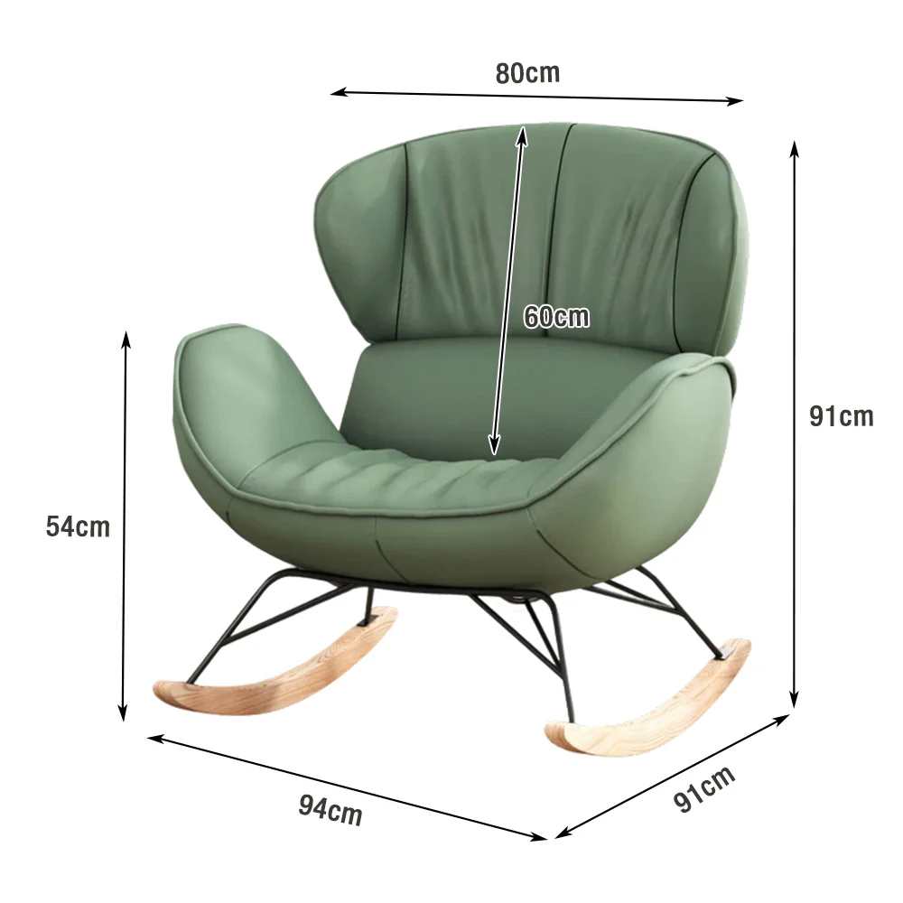 LUXORA Rocking Chair 105° Recline, Tech Leather, High-Density Foam, Ash Wood Base, Stable Rocking Design - Grey - Image 5