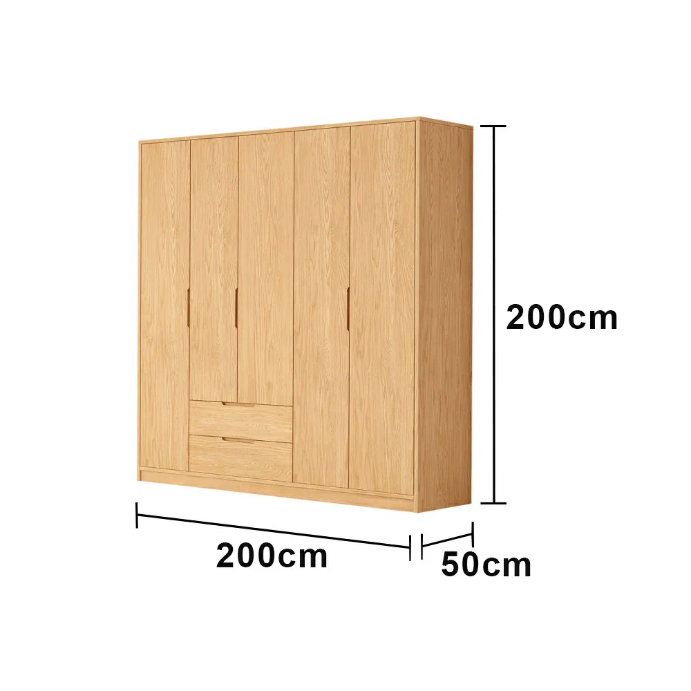 LUXORA 180/200cm Modern Wardrobe Cabinet - Flush Inset Door Design, Solid Timber Construction, Soft-Close Hinges & Quiet Drawers - Wood - Image 6