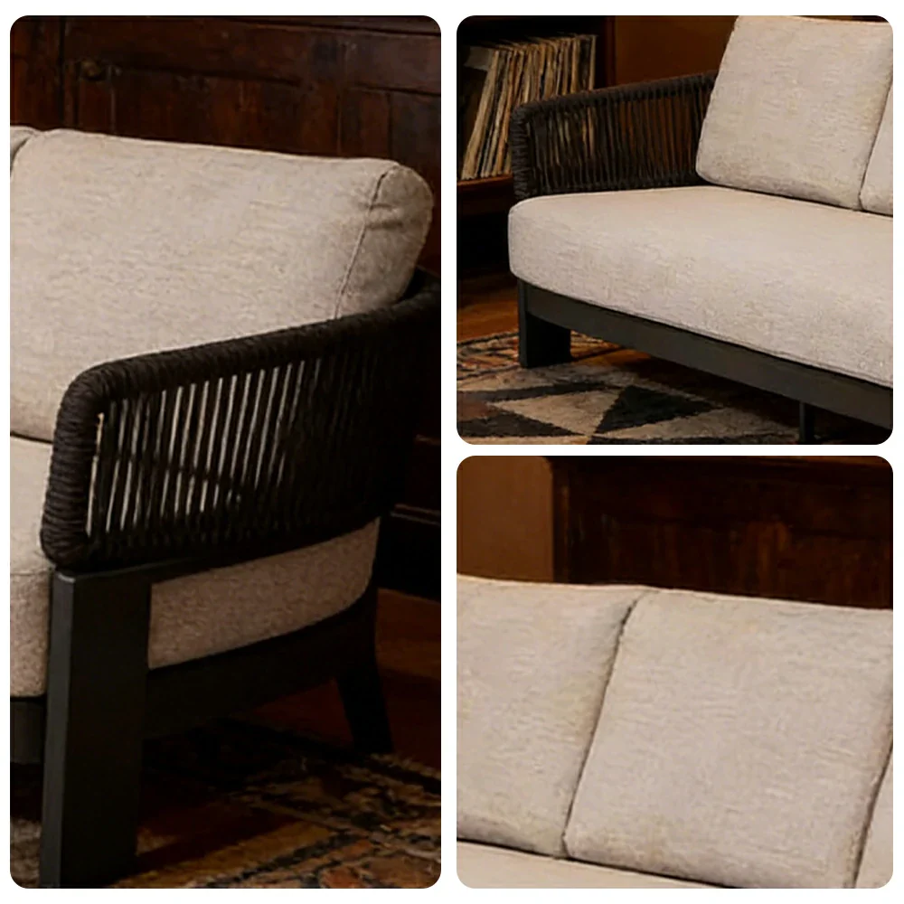 LUXORA 3-Seater Sofa Quick-Dry Deep Comfort Aluminium Frame with Rust-Resistant Powder Coating and Mould-Resistant Fabric - Image 3