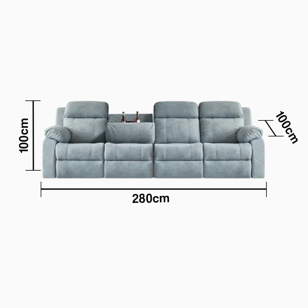 LUXORA 280/320cm Triple Electric Recliner Sofa 4-Seater Flip-Back Center Console Cat-Scratch Fabric Comfort Design - Grey - Image 5