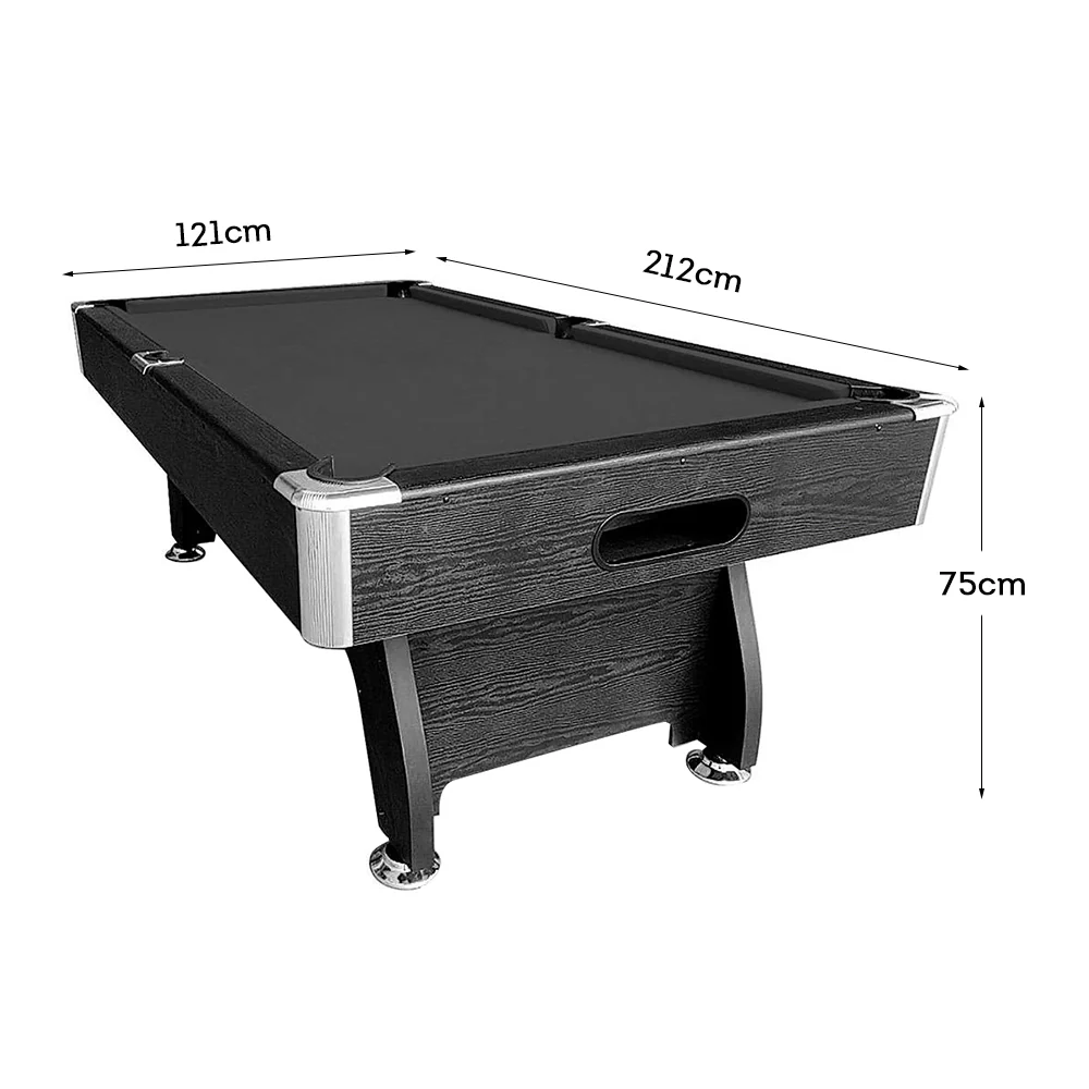 CUETIQ MDF 7FT Pool Snooker Billiard Table With Accessories - Black Felt - Image 8