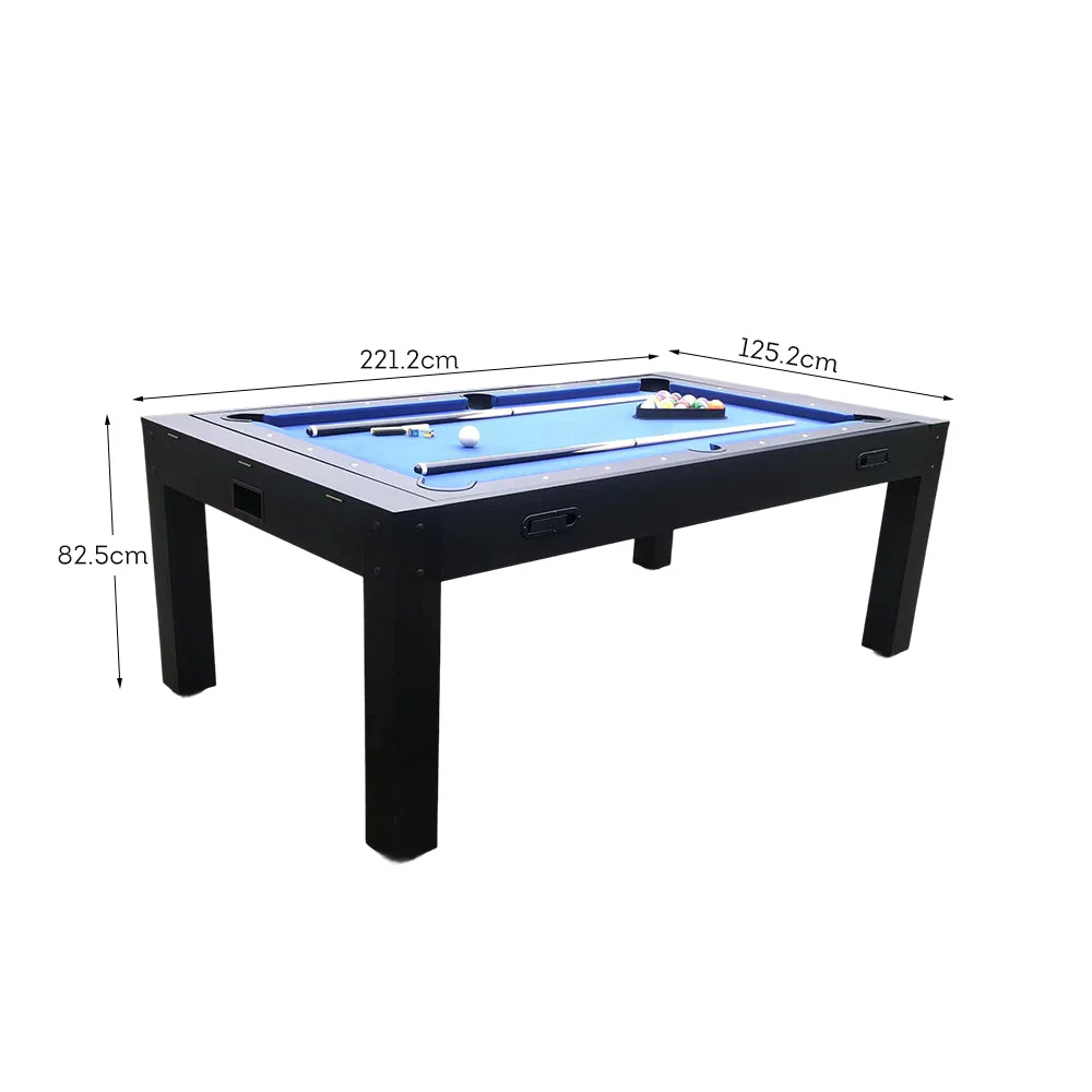 CUETIQ 7FT MDF 4-IN-1 Convertible Multi-function Table Free Accessories Air Hockey/ Billiards Table/ Dining Table/ Table Tennis Table - Black&Blue - Image 14