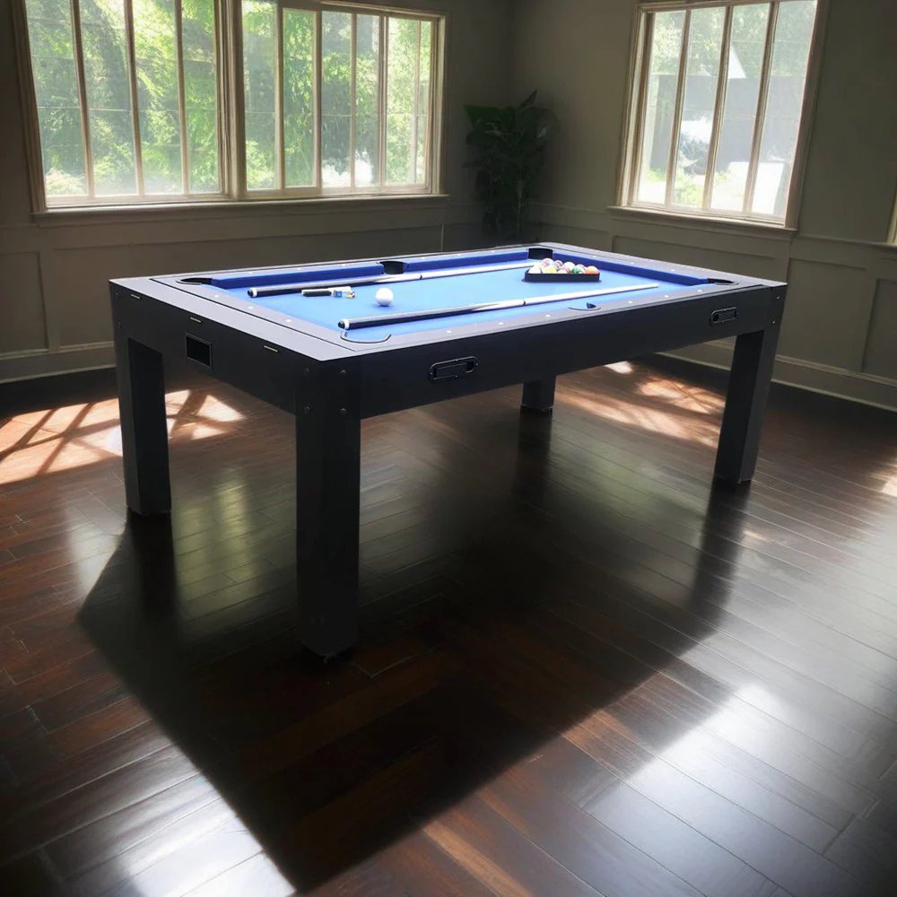 CUETIQ 7FT MDF 4-IN-1 Convertible Multi-function Table Free Accessories Air Hockey/ Billiards Table/ Dining Table/ Table Tennis Table - Black&Blue - Image 17