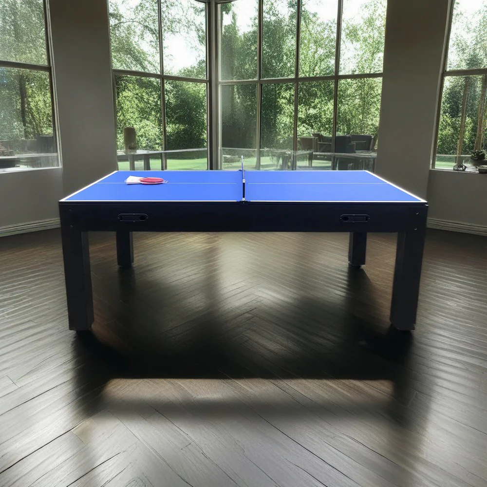 CUETIQ 7FT MDF 4-IN-1 Convertible Multi-function Table Free Accessories Air Hockey/ Billiards Table/ Dining Table/ Table Tennis Table - Black&Blue - Image 21