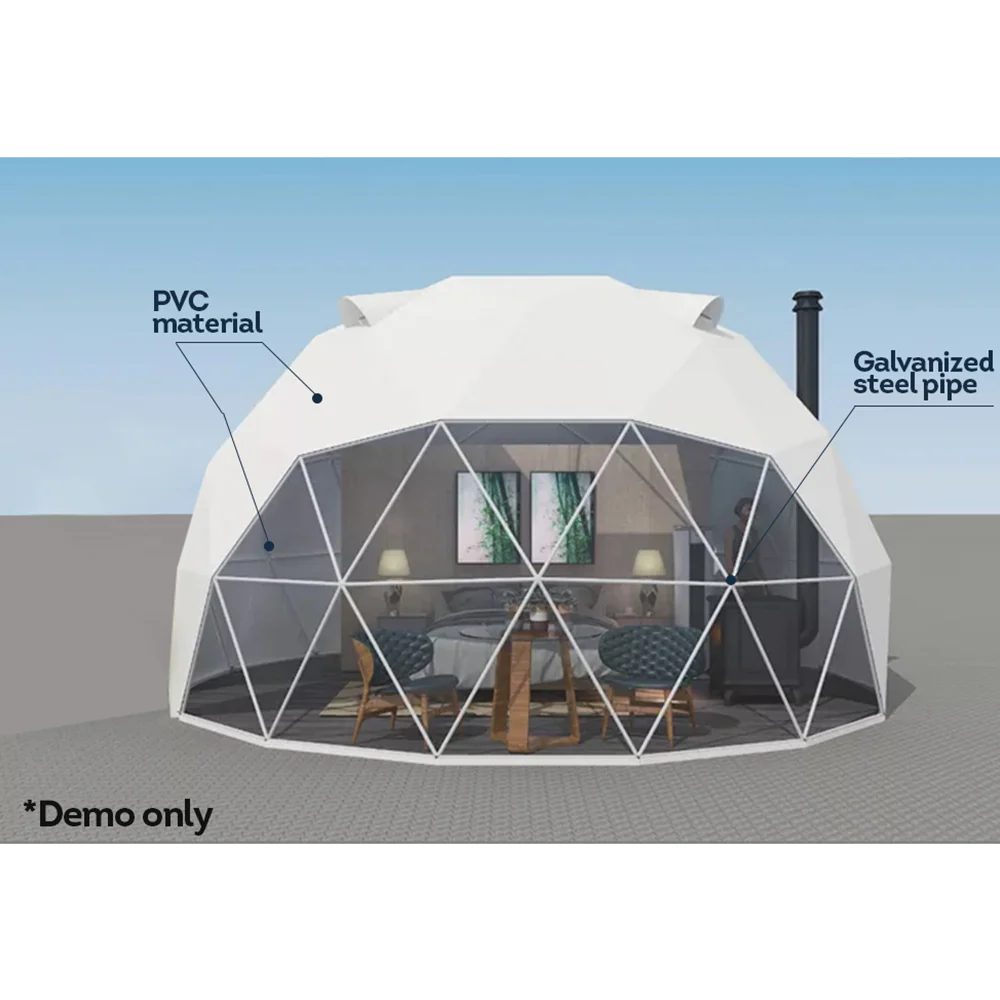 TREKKA Galvanized Steel Pipe Circular Tent Waterproof PVC - White&Transparent - Image 3