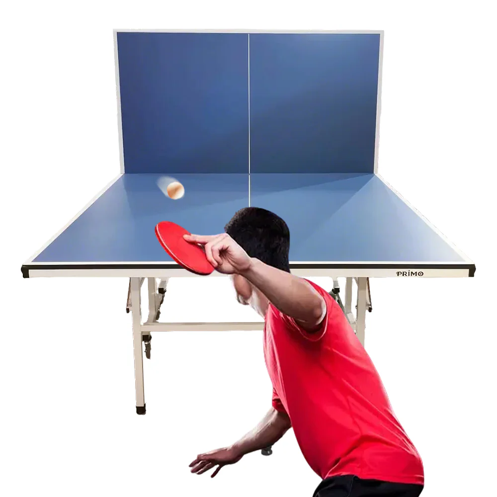 PRIMO Optimal 16mm Indoor Blue Top Foldable Solo Play Table Tennis Pingpong Table-Bats Balls Net - Image 12