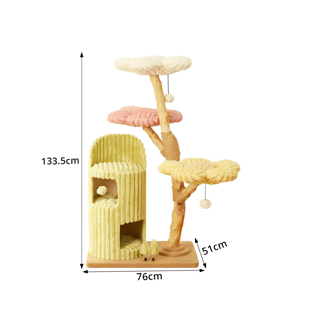 PAWORA Dopamine Holiday Cat Tree - Multi-Level Solid Wood Cat Tower with Hideaway and Jumping Platforms - Multi Colour - Image 8