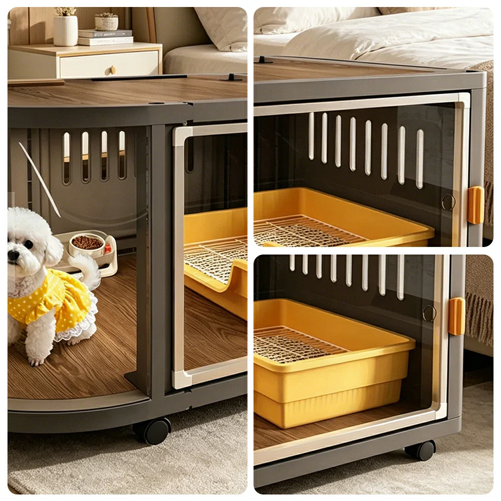 PAWORA Home Resin Luxury Dog Villa with Panoramic Transparent Doors Separate Rest & Toilet Area For Small & Medium Dogs Living Room Bedroom Balcony - Grey - Image 3