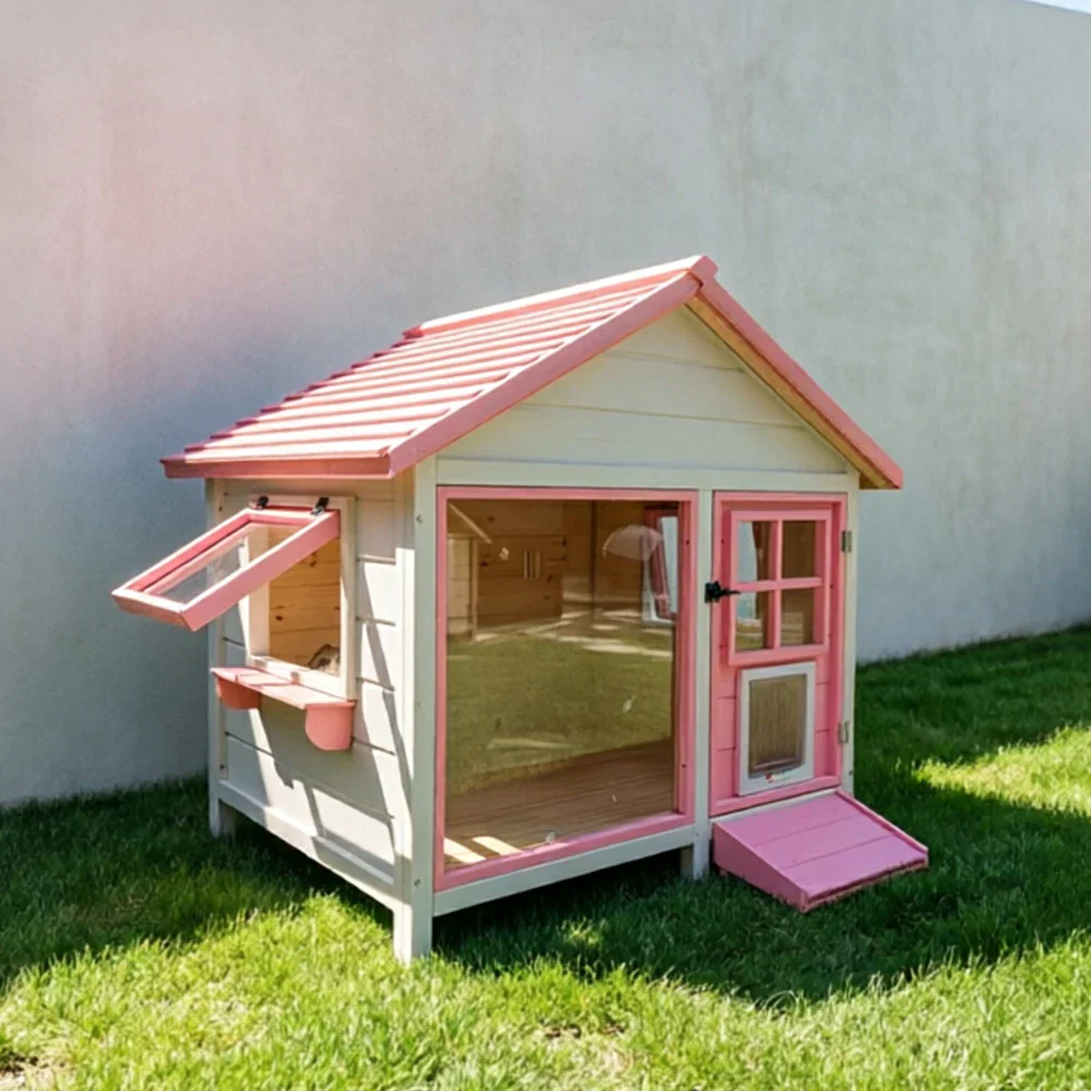 PAWORA Outdoor Pet House Clear Viewing Panel Side Windows for Cats Small Dogs Garden Balcony - Image 5