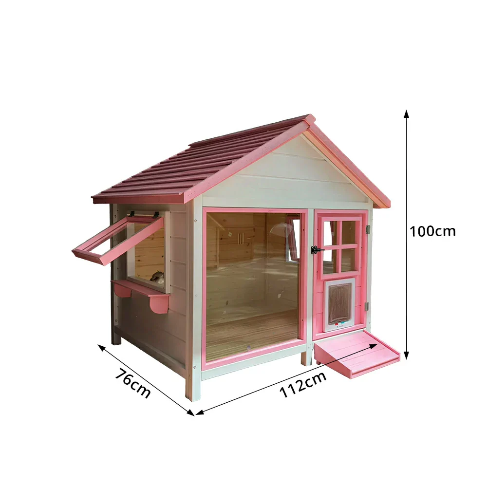 PAWORA Outdoor Pet House Clear Viewing Panel Side Windows for Cats Small Dogs Garden Balcony - Image 7