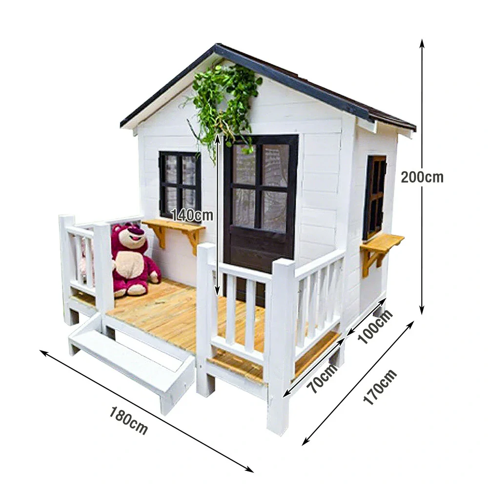 PAWORA Luxury Wooden Dog Villa Pet House for Medium & Large Dogs - Durable Pine Structure, Spacious Outdoor Design - White - Image 10