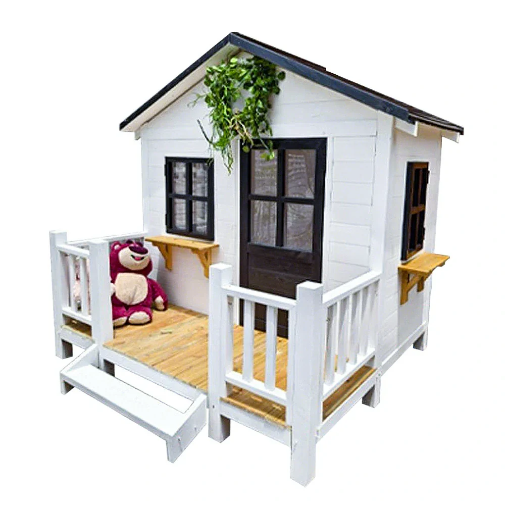 PAWORA Luxury Wooden Dog Villa Pet House for Medium & Large Dogs - Durable Pine Structure, Spacious Outdoor Design - White - Image 11