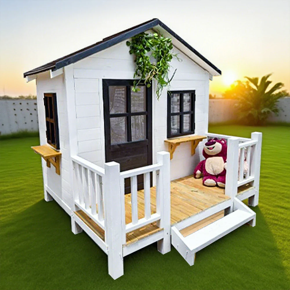 PAWORA Luxury Wooden Dog Villa Pet House for Medium & Large Dogs - Durable Pine Structure, Spacious Outdoor Design - White - Image 14