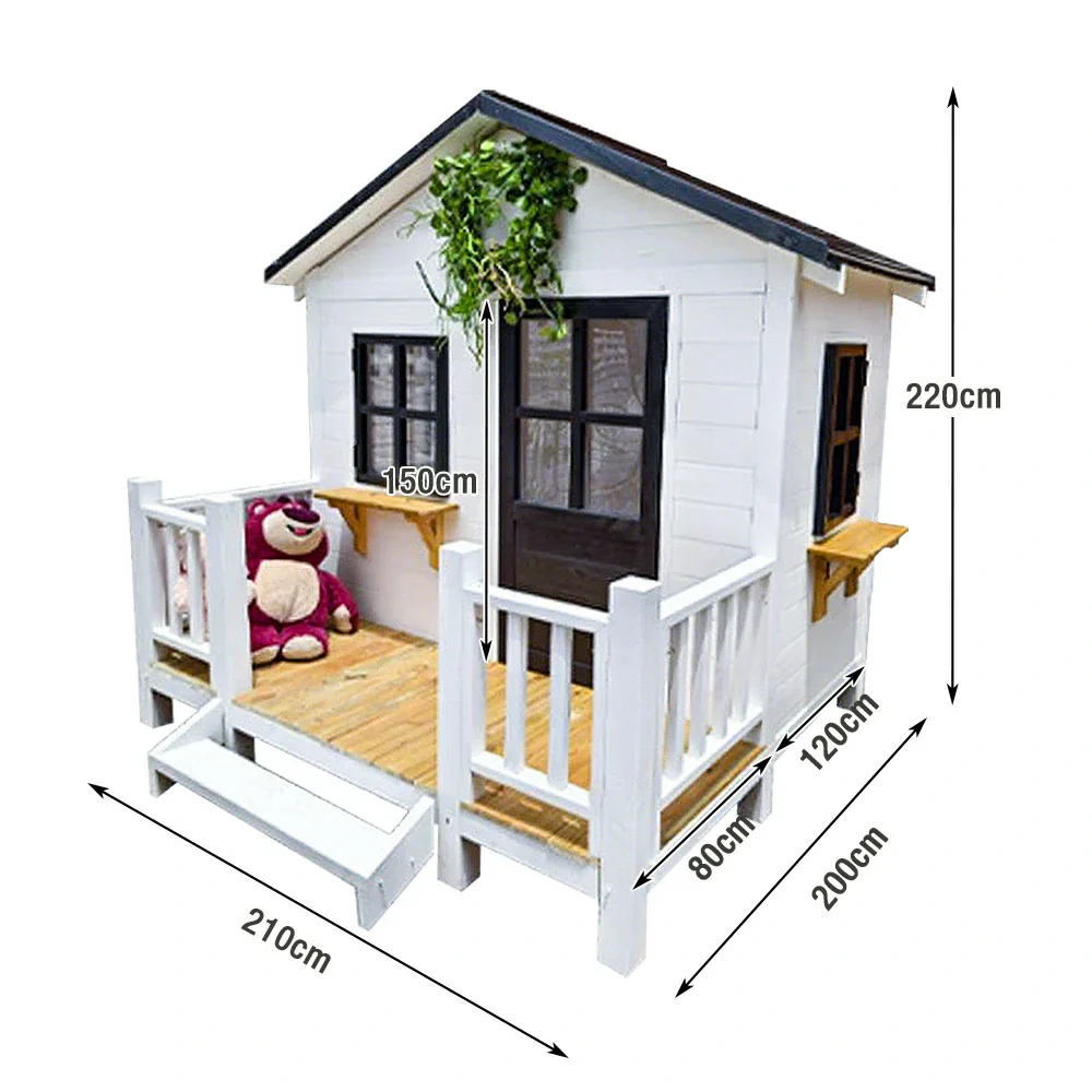 PAWORA Luxury Wooden Dog Villa Pet House for Medium & Large Dogs - Durable Pine Structure, Spacious Outdoor Design - White - Image 15