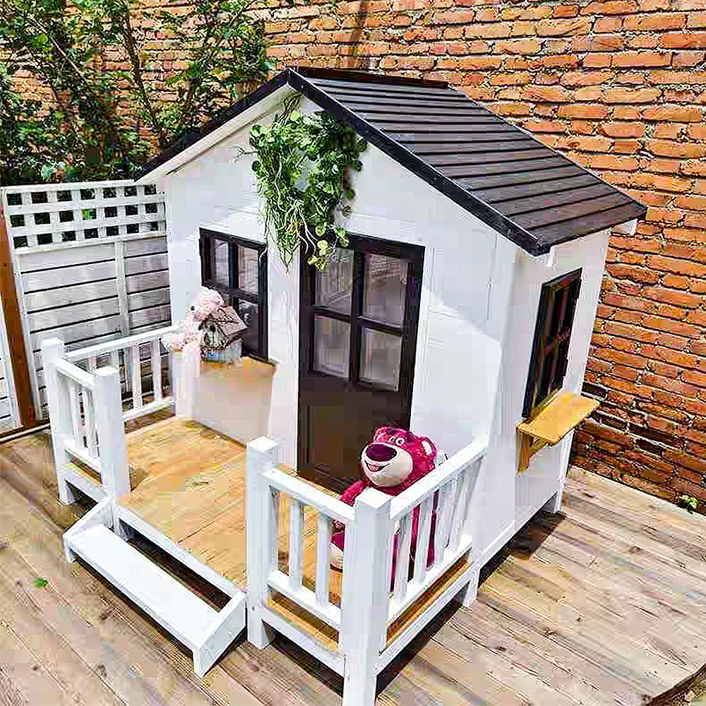 PAWORA Luxury Wooden Dog Villa Pet House for Medium & Large Dogs - Durable Pine Structure, Spacious Outdoor Design - White - Image 2