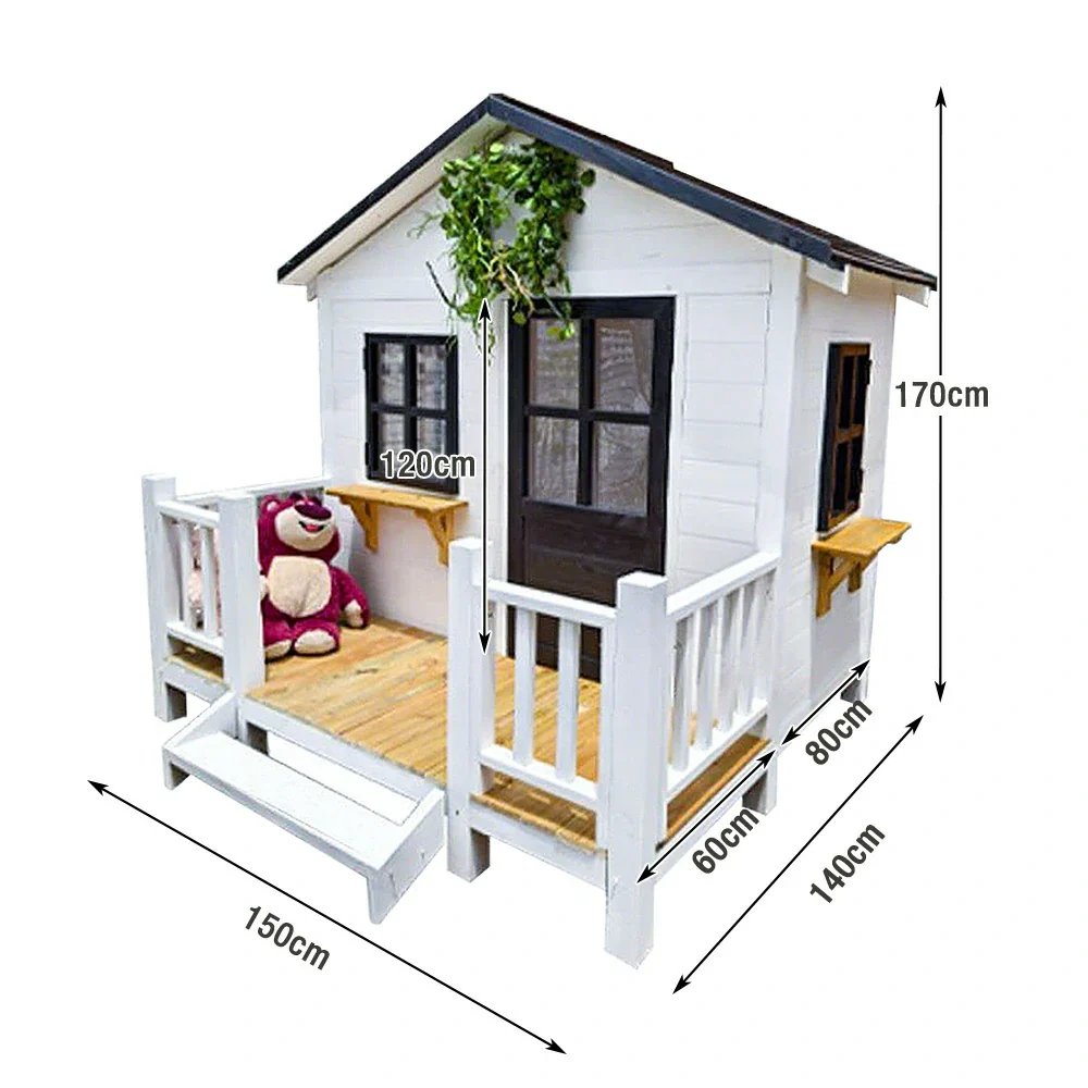PAWORA Luxury Wooden Dog Villa Pet House for Medium & Large Dogs - Durable Pine Structure, Spacious Outdoor Design - White - Image 5