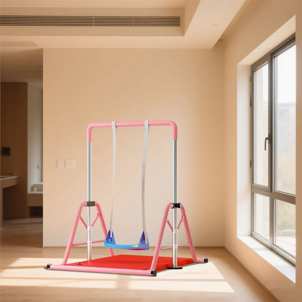 WIGLOO 115-155cm Adjustable Height Foldable Kids Horizontal Bar Chin Up Pull Up Bar - Image 29