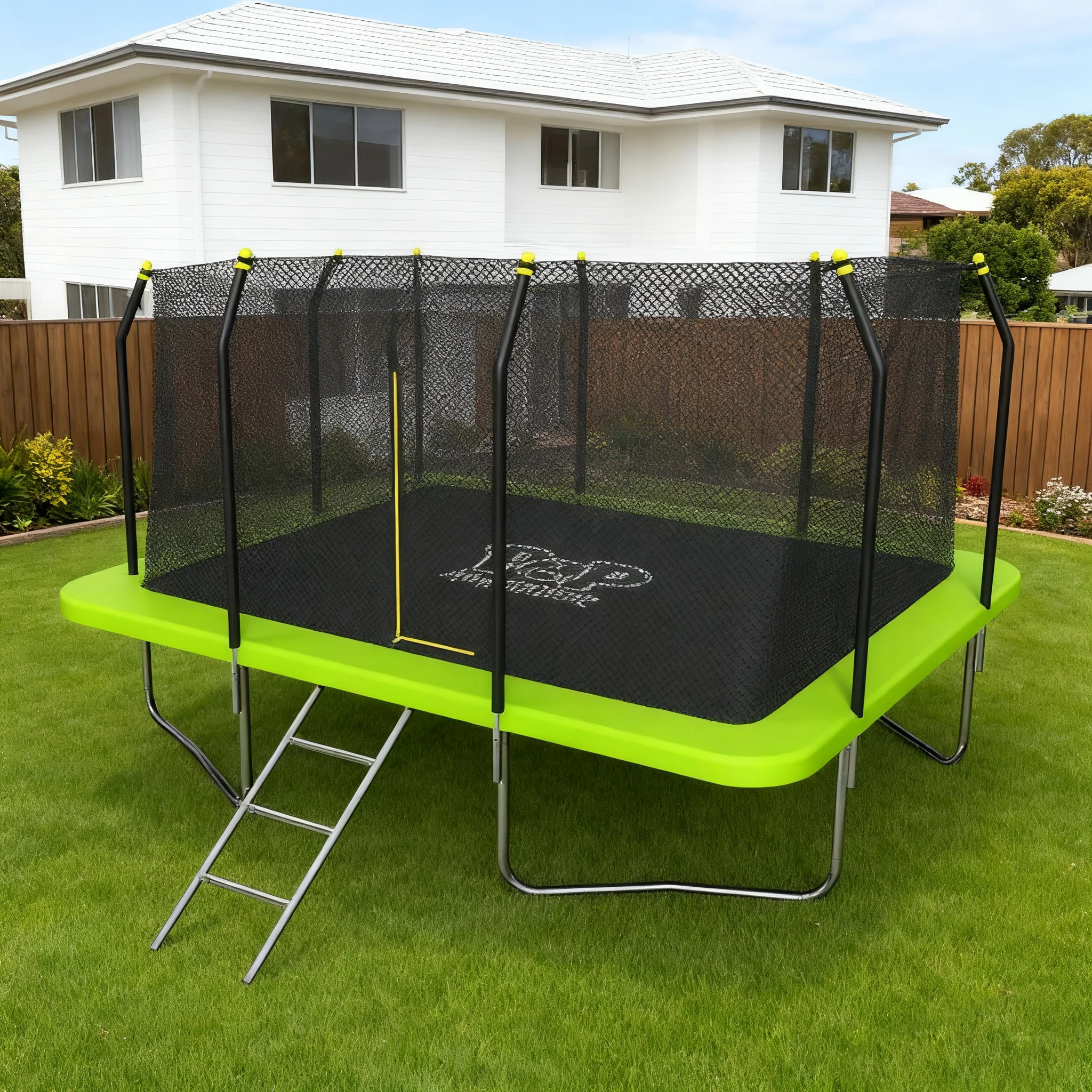 POP MASTER 6FT x 9FT Rectangular Trampoline with Spring Ladder Safety Net Kids - Image 5