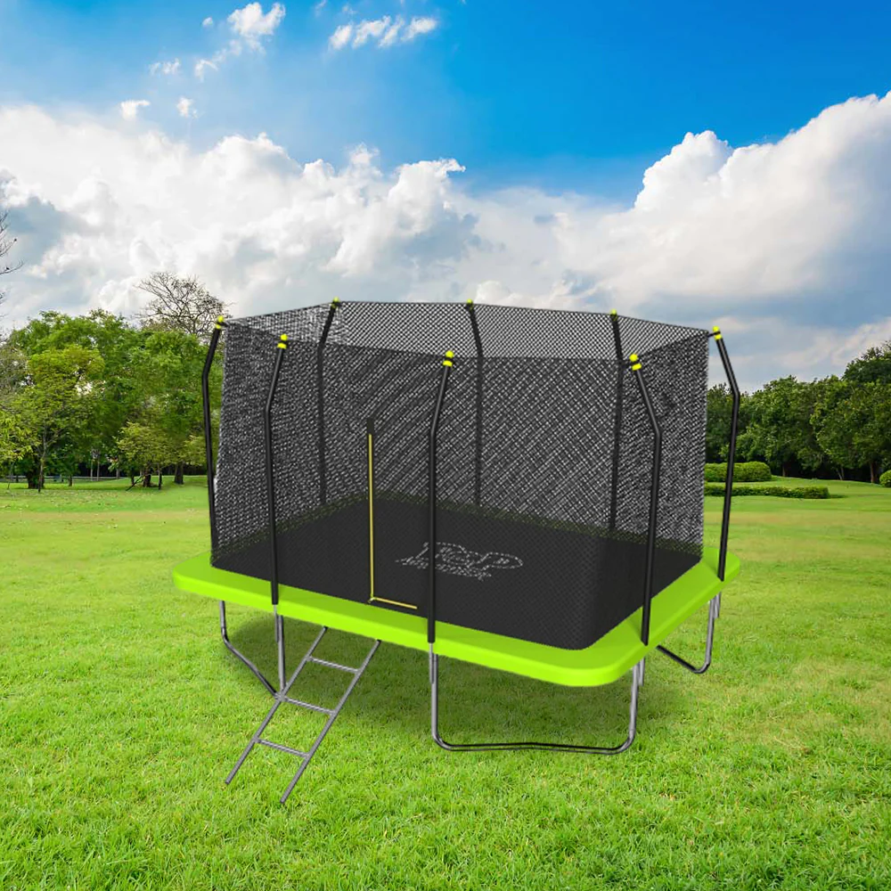 POP MASTER 8FT x 11FT Rectangular Trampoline with Spring Ladder Safety Net Kids - Image 3