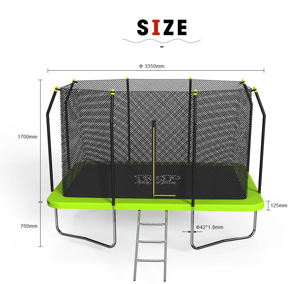 POP MASTER 8FT x 11FT Rectangular Trampoline with Spring Ladder Safety Net Kids - Image 7