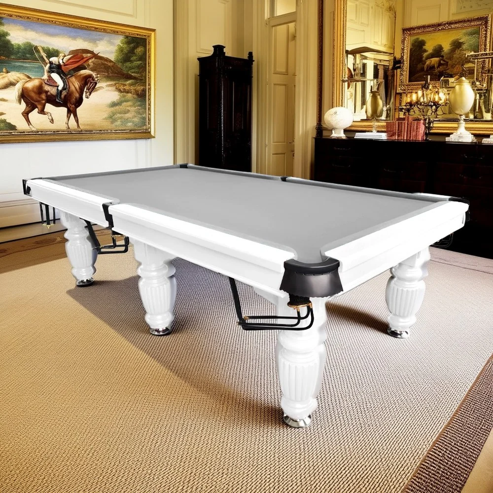 QUESLA 9FT Pool Table 2025 Model - Classic Slate Design Upgraded with Reinforced Legs & Pro Ball Nets - Professional Billiard Table, Solid Timber White Frame - Image 7