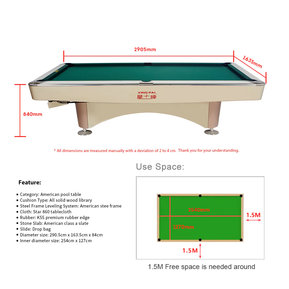 XINGPAI XW138 9FT American Pool Table Fancy Nine Ball Pool Table Economical Pool Table - Image 12