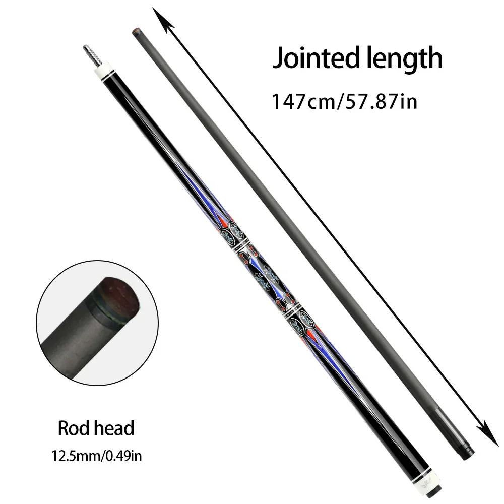 RB Professional Billiard Cue Set - 147cm, 12.5mm Tip, with Cue Case - Blue & Red - Image 5