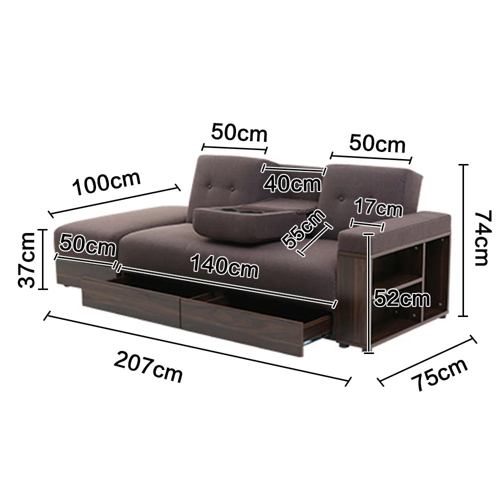 LIVARA 207CM Multi-functional Sofa Bed w/ Storage Space - Image 12