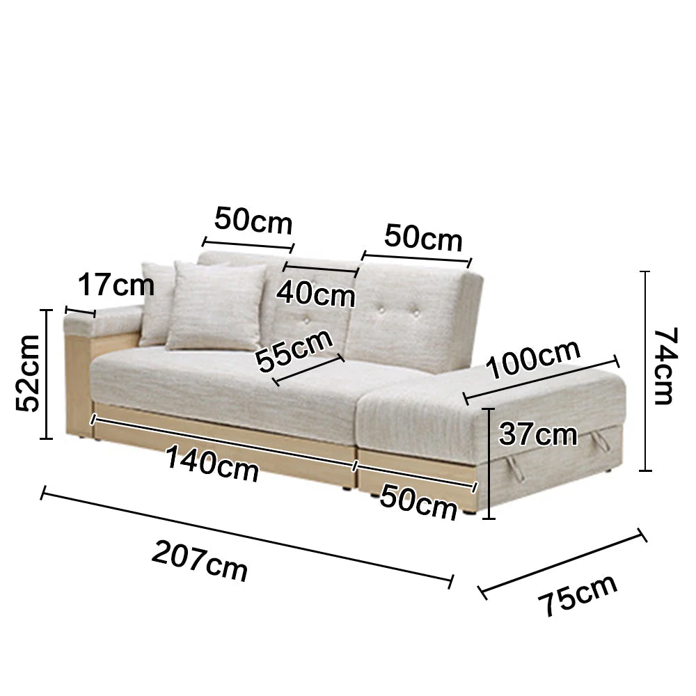 LIVARA 207CM Multi-functional Sofa Bed w/ Storage Space - Image 3