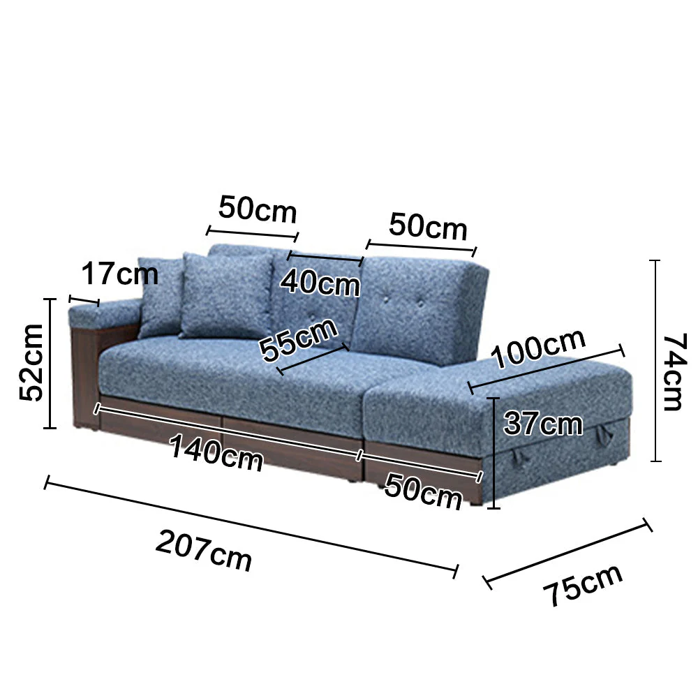 LIVARA 207CM Multi-functional Sofa Bed w/ Storage Space - Image 6