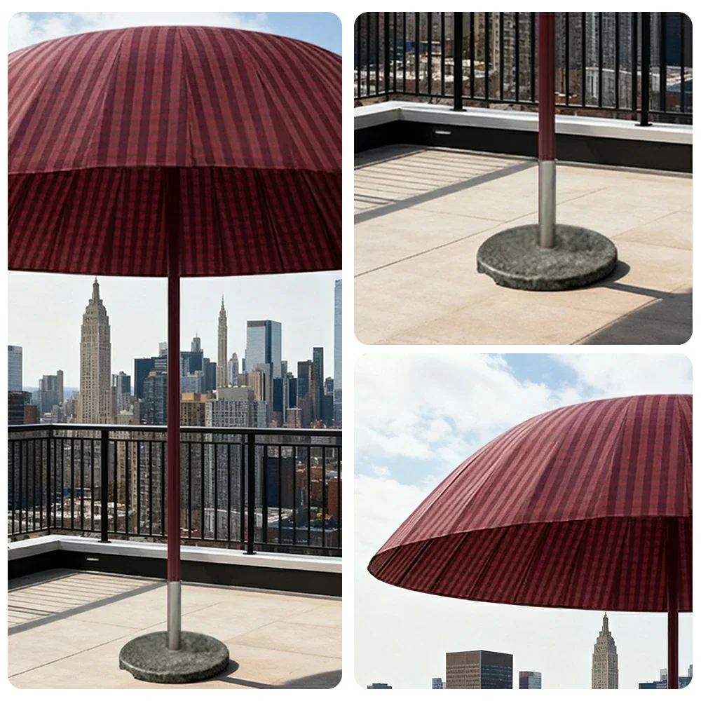 SOLARA Outdoor Central Pole Umbrella - 2.5m Round Canopy with Fade-Resistant Fabric, Strong Wind Stability, Sunshade & Rain Protection, 40kg Marble Base Included - Red - Image 3
