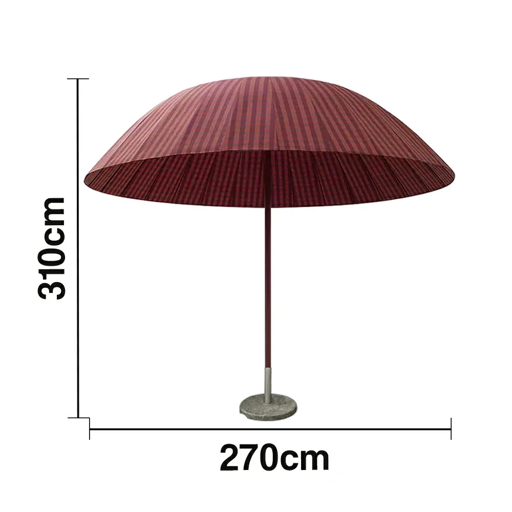 SOLARA Outdoor Central Pole Umbrella - 2.5m Round Canopy with Fade-Resistant Fabric, Strong Wind Stability, Sunshade & Rain Protection, 40kg Marble Base Included - Red - Image 5