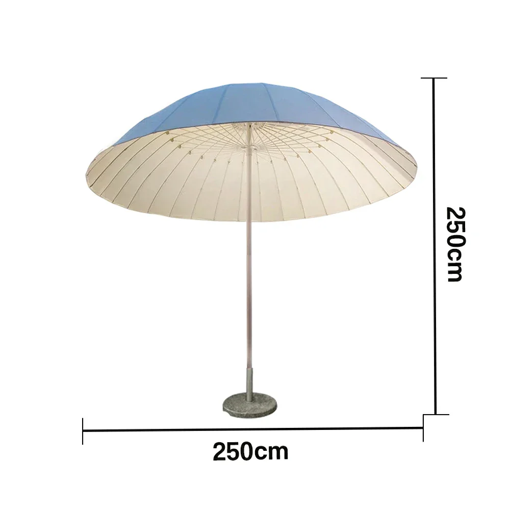 SOLARA Outdoor Central Pole Umbrella - 2.5m Round Canopy with Fade-Resistant Fabric, Strong Wind Stability, Sunshade & Rain Protection, 40kg Marble Base Included - White - Image 5