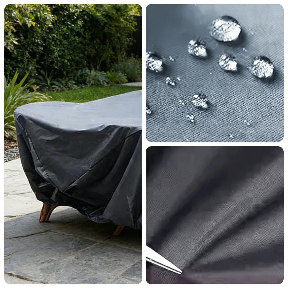 SOLARA Outdoor Table & Chair Rain Cover - 120/160/200cm Waterproof Oxford Fabric with Protective Rubber Backing, All-Weather Outdoor Protection - Grey - Image 3