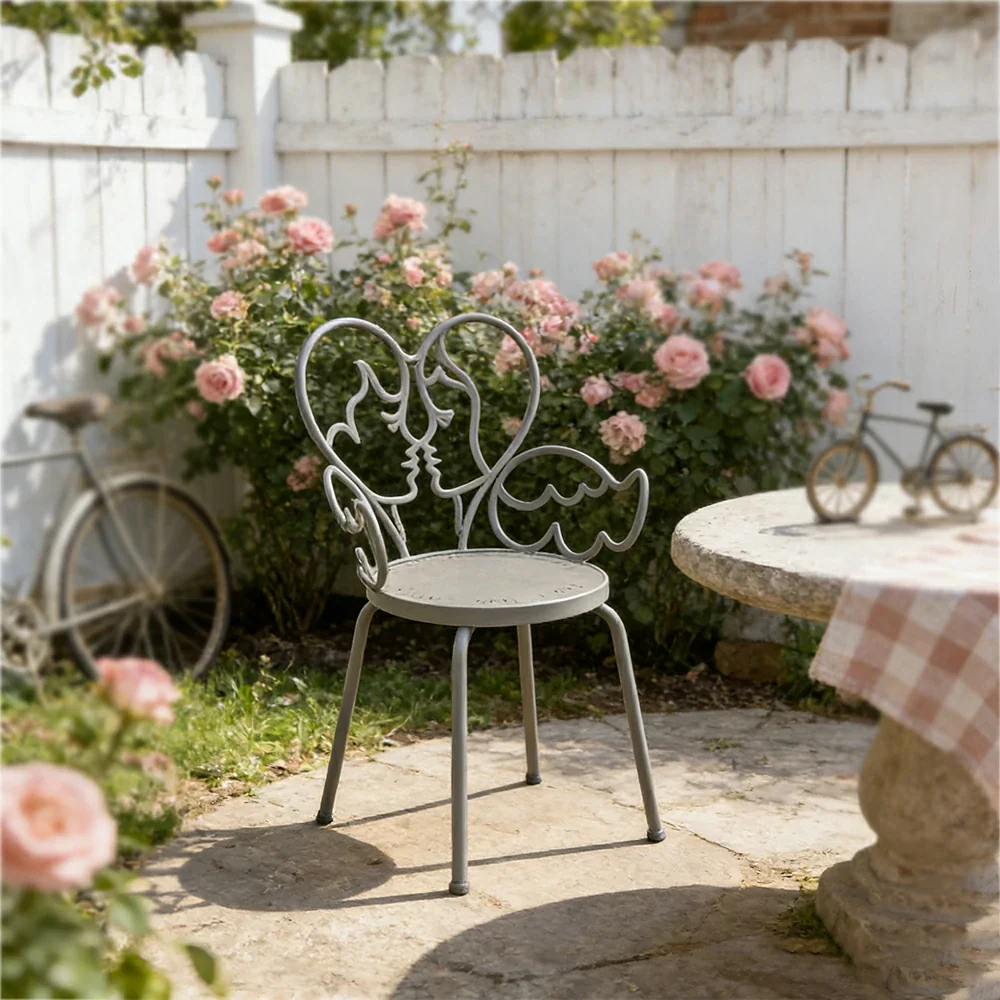 SOLARA Outdoor Dining Chair Lightweight Aluminium Frame Rust-Resistant Finish Romantic Backrest Design - Grey - Image 4