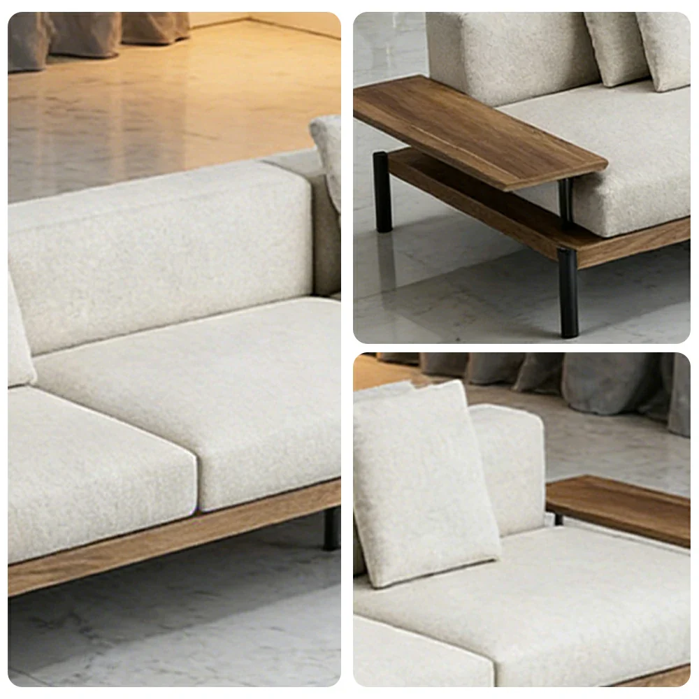 SOLARA Outdoor 3-Seater Sofa - Solid Teak Wood Frame, Waterproof Cushions, Aluminium Legs, Modern Patio Lounge Design - Natural - Image 3